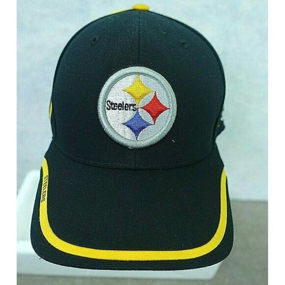 NFL Reebok Hat Cap Black Yellow Steelers Logo Adjustable Heinz Field 100% Cotton - Picture 1 of 4